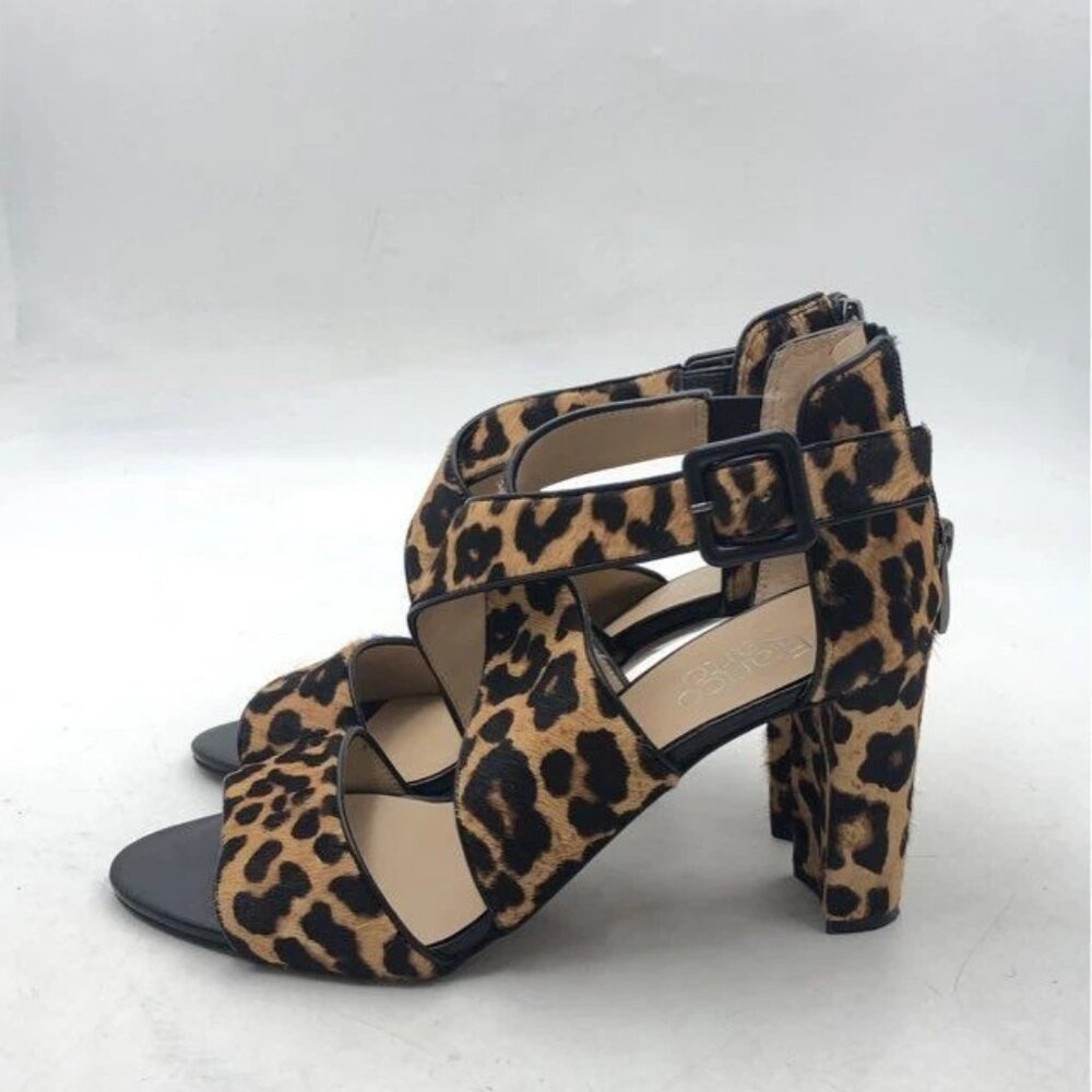 Franco Sarto Women's Cheetah Print Strappy Block Heels - Size 8.5M - Picture 3 of 8